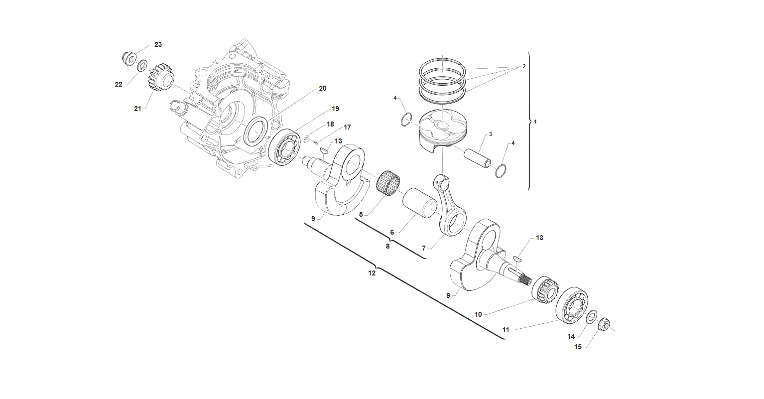 4T 250 FI EN 2012 - MOTORE - ALBERO MOTORE E PISTONE